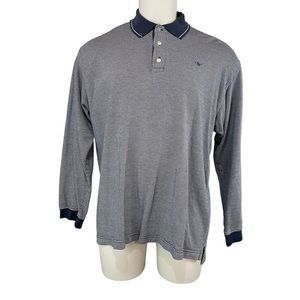 Dockers Long Sleeve Polo Shirt Mens XL Collared Blue Checkered Pullover (599)